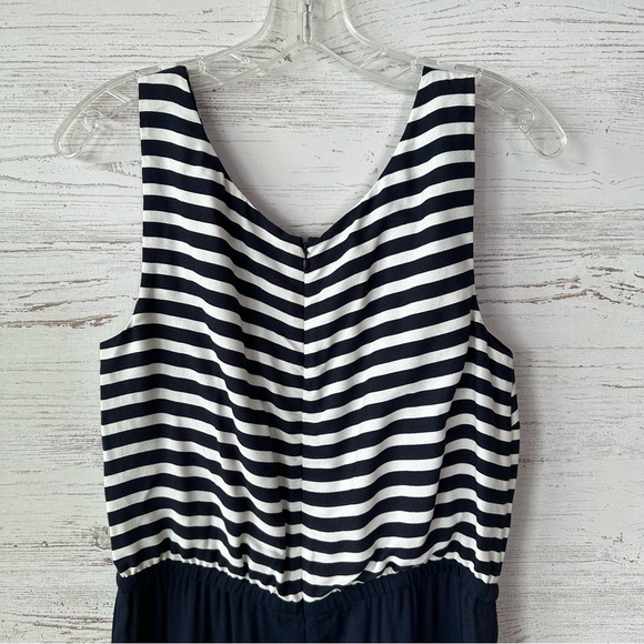 TALBOTS Nautical Sailor Striped Wide Leg Sleeveless Jumpsuit Romper Navy White 8 - Picture 9 of 11